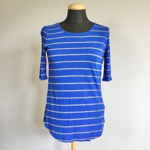 Blue and Grey Striped Top